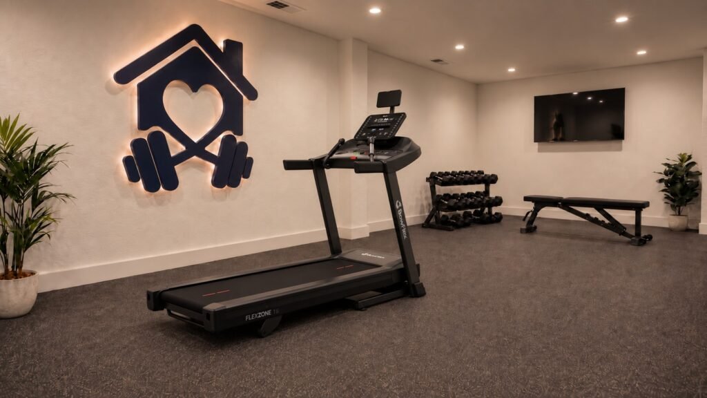 Bowflex T6 treadmill in a modern home gym.