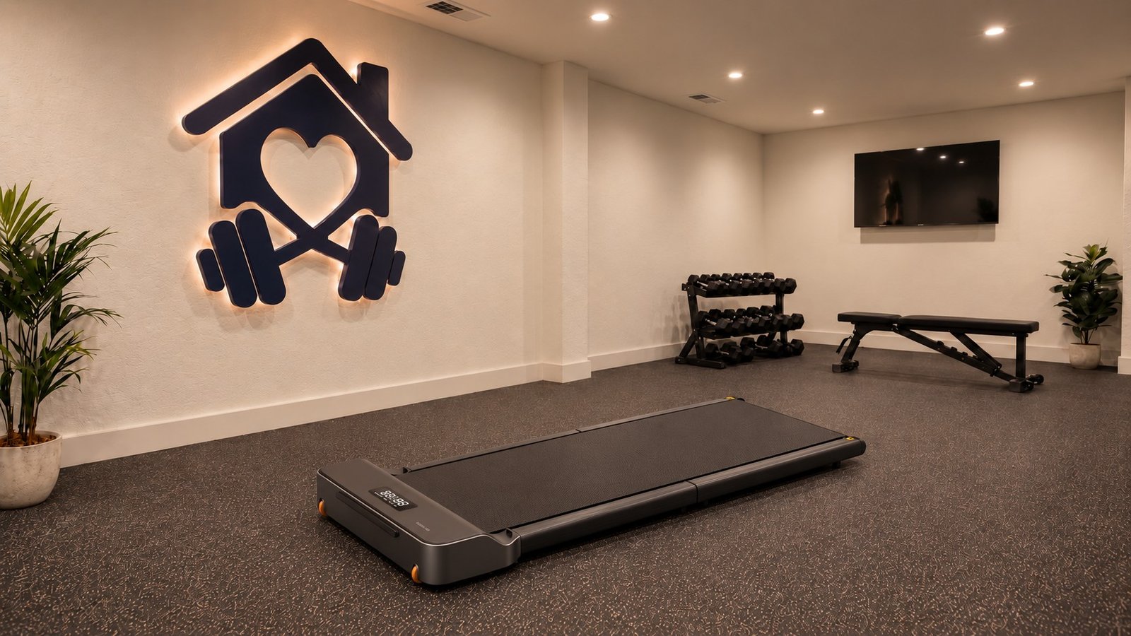 WalkingPad Z1 walking pad in a modern home gym.