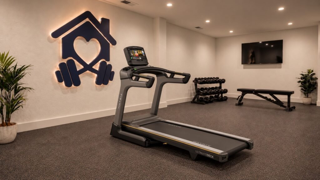 Matrix TF50 treadmill in a modern home gym.